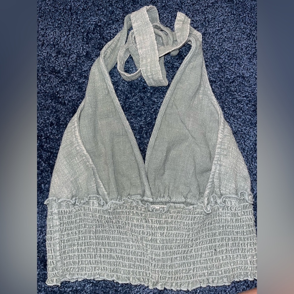 Light green halter-tie neck top